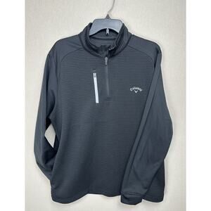 Callaway Jacket Mens Size Large 1/4 Zip Golf Fleece Lined Black Pullover